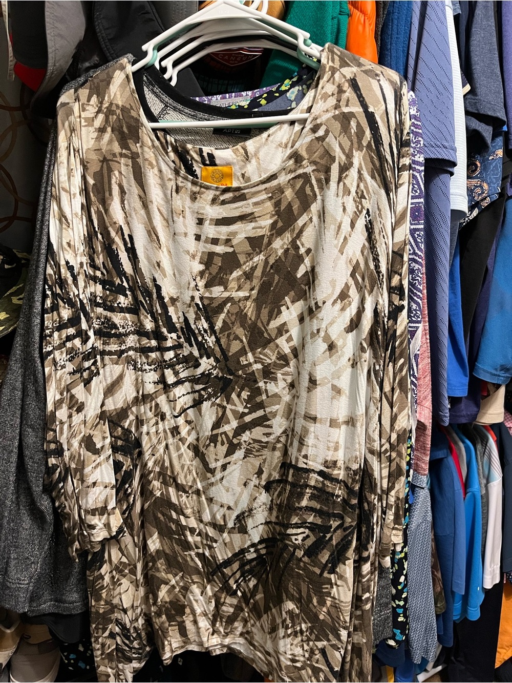Ruby Rd. Abstract Swirl Tunic in Brown and Cream
